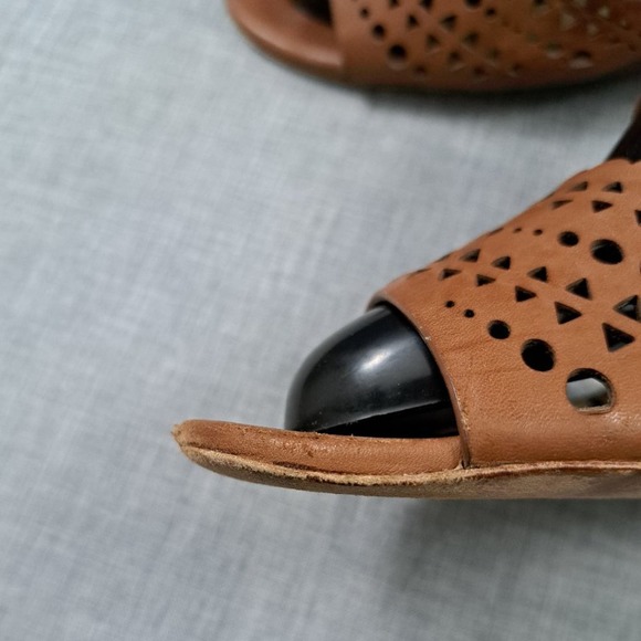 TORY BURCH Brown Leather Wedges Sandals Size 9.5M Women - Picture 13 of 14